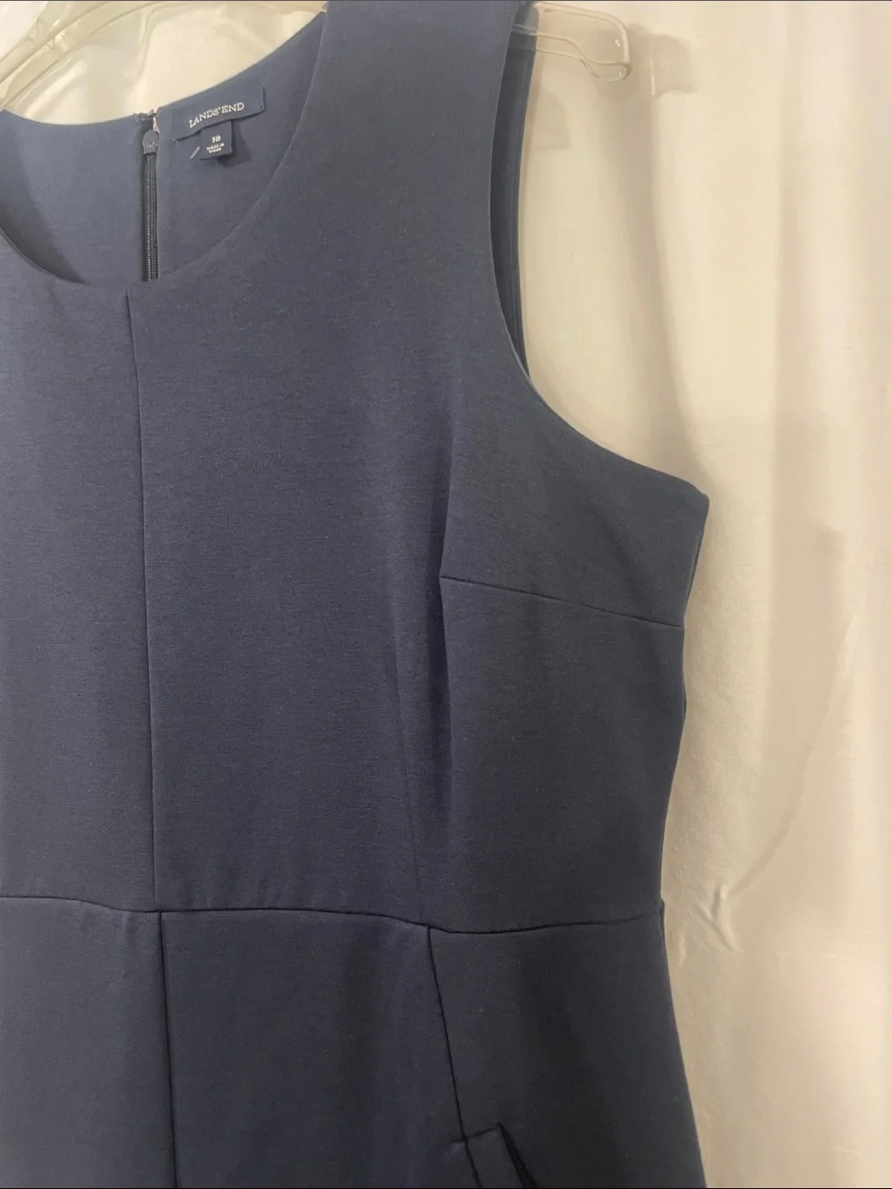 Lands' End NEW 18 Navy Blue Sleeveless Sheath Dress  Pockets New Without Tags